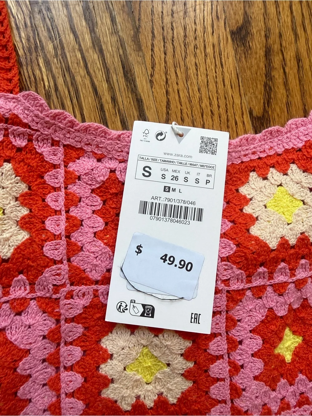 BRAND NEW WITH TAGS VIRAL ZARA PINK KNIT CROCHET SUMMER MINI DRESS SMALL BMWT - Picture 6 of 6